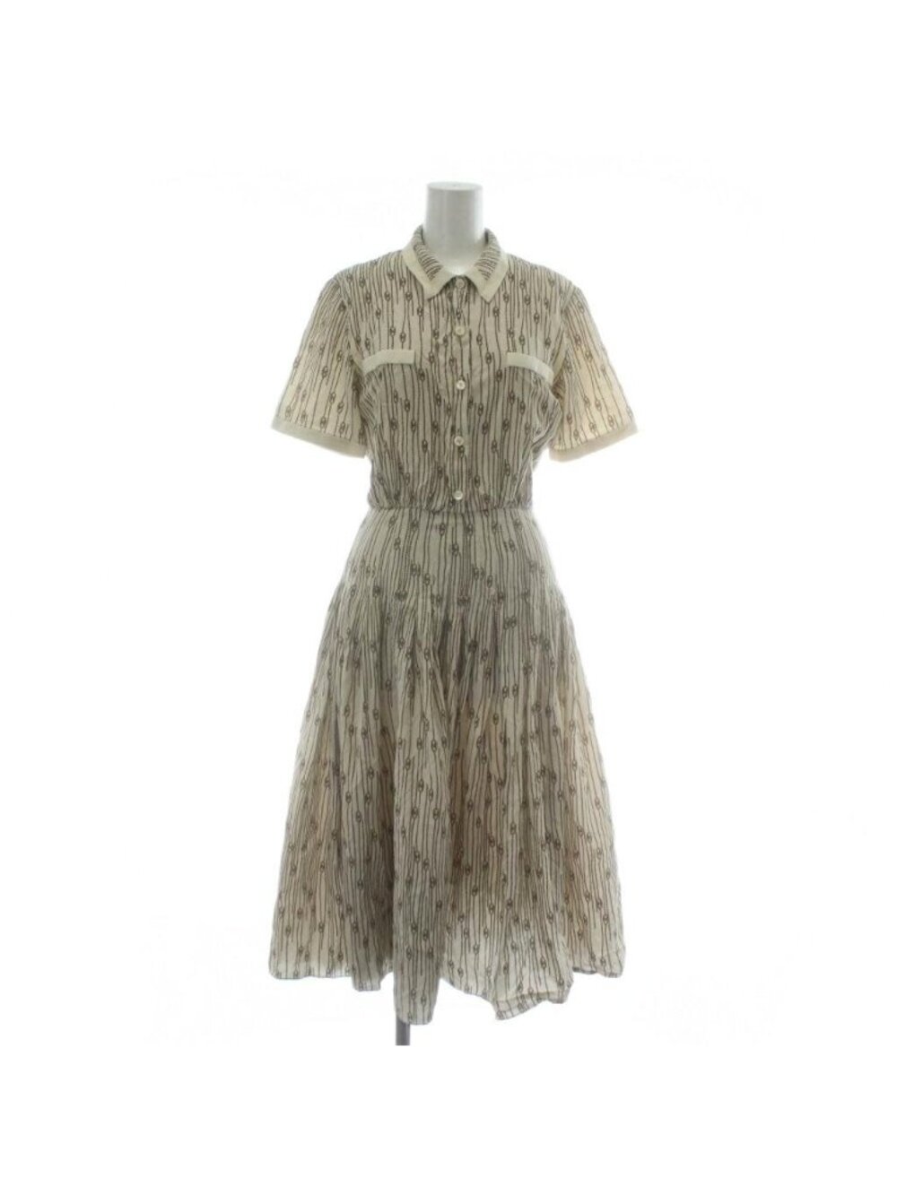 Celine Dress Shirt Silk Short Sleeve Long Triomphe Chain Pattern All Over